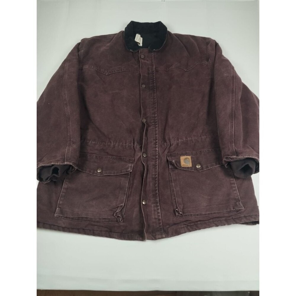 Vintage 90s Carhartt Men Size XL Burgundy C08BRG Quilt Lined Traditional Coat US